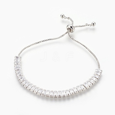 Brass Cubic Zirconia Bolo Tennis Bracelets BJEW-P232-03P-1