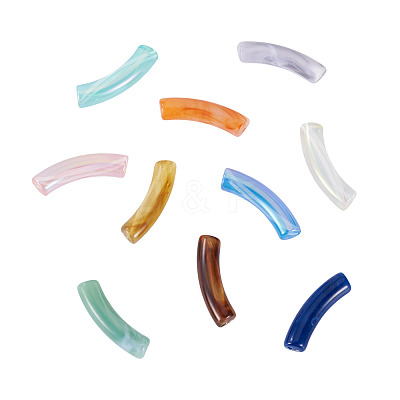 100Pcs 10 Styles Two Tone Acrylic Beads MACR-TA0002-60-1