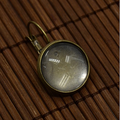 Clear Domed Glass Cabochon Cover and Brass Leverback Earring Settings for DIY DIY-X0160-AB-NR-1