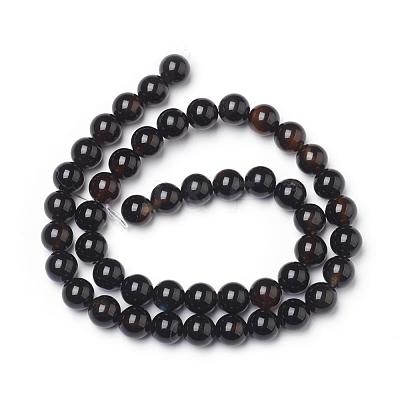 Natural Black Agate Beads Strands X-G-L555-04-8mm-1