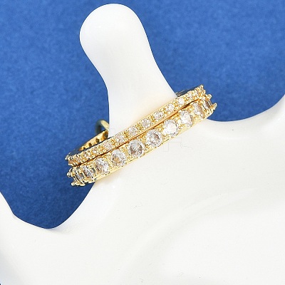 Brass Micro Pave Cubic Zirconia Plain Band Finger Rings for Women RJEW-P160-01A-G-1