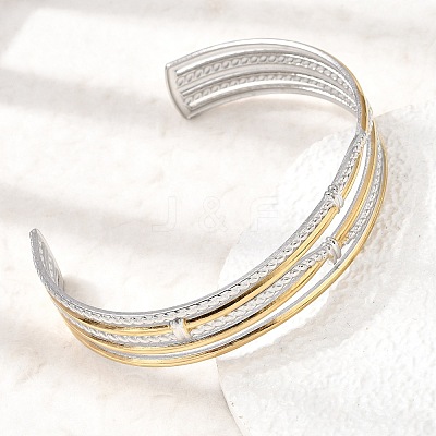 Two Tone 304 Stainless Steel Multi-strand Cuff Bangles for Women SA-CBA82C8-06GP-1