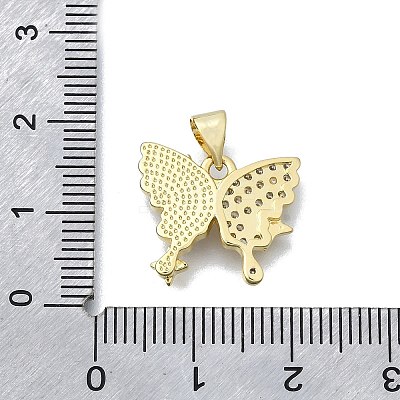 Brass Micro Pave Clear Cubic Zirconia Pendants KK-V010-14G-1