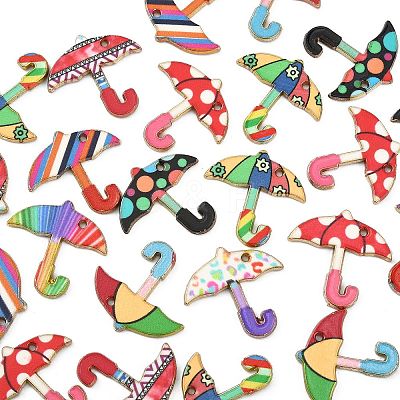 40Pcs 8 Colors Printed Alloy Enamal Pendants ENAM-CJ0002-62-1