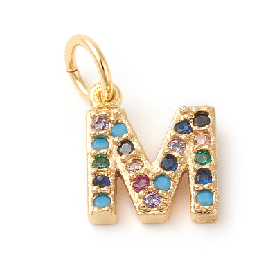 Brass Micro Pave Colorful Cubic Zirconia Charms X-ZIRC-F092-01-M-1