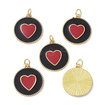 Brass Enamel Pendants KK-C223-19G-01-1