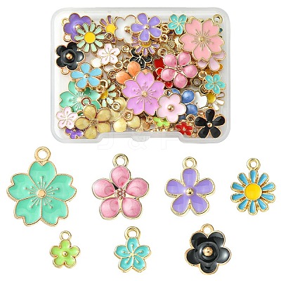 50Pcs 7 Styles Alloy Enamel Charms ENAM-YW0003-10-1