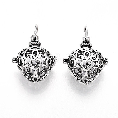 Rack Plating Brass Cage Pendants KK-S751-001AS-1