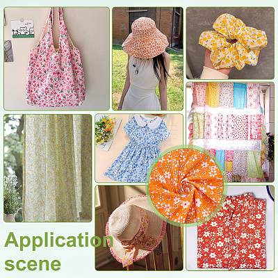 Flower Pattern Cotton Fabric DIY-WH0591-275B-1