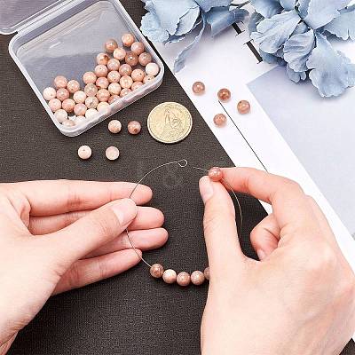 Round Natural Sunstone Beads Strands G-AR0001-69-1