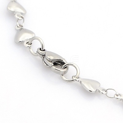 Tarnish Resistant Casual Style 304 Stainless Steel Heart Link Chain Bracelets LS-STAS-O036-05P-1