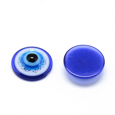 Glitter Powder Resin Evil Eye Cabochons CRES-S613-8mm-02-1
