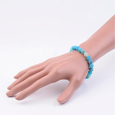 Natural Weathered Agate(Dyed) Stretch Beads Bracelets BJEW-JB02513-04-1
