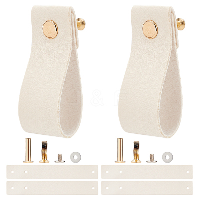 Imitation Leather Cabinet Handle Pull Knob DIY-WH0258-80B-1