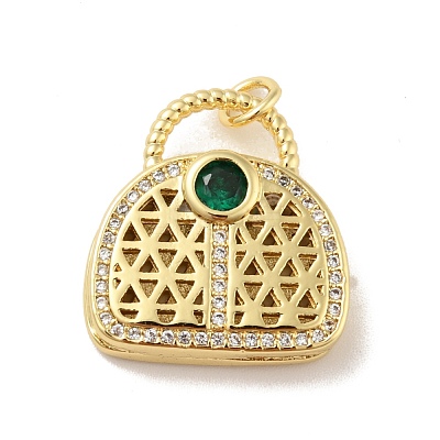 Brass Micro Pave Cubic Zirconia Pendants KK-B059-11G-1