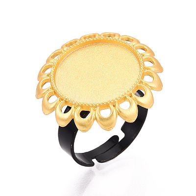 Adjustable Flower Alloy & Iron Bezel Cup Ring Base with Rotatable Tray MAK-T012-08G-1