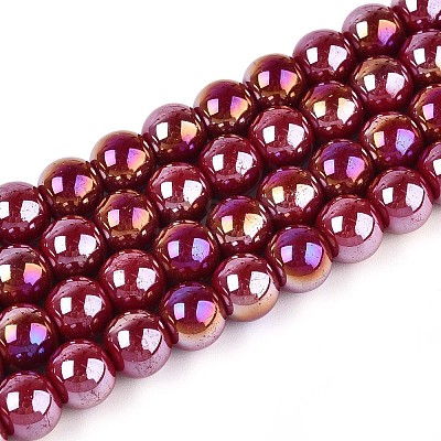 Electroplate Opaque Glass Beads Strands LS-GLAA-T032-P8mm-AB23-1