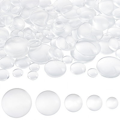 100Pcs 5 Styles Transparent Glass Cabochons GGLA-BBC0001-04-1