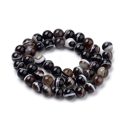 Natural Striped Agate/Banded Agate Beads Strands G-S259-04A-8mm-1