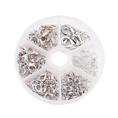 1 Box Zinc Alloy Lobster Claw Clasps and Iron Jump Rings Jewelry Findings PALLOY-X0004-B-1