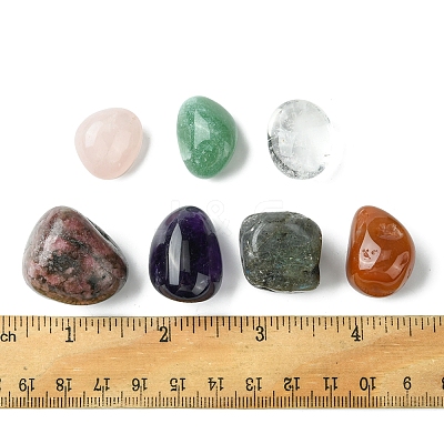 7Pcs Natural Labradorite & Amethyst & Rose Quartz & South Red Agate & Rhodonite & Green Aventurine & Quartz Crystal Tumbled Stone Sets DIY-FS0007-10B-1