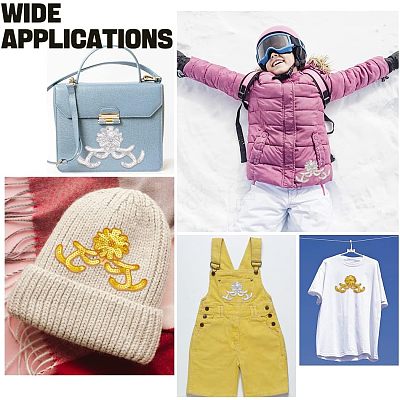 4Pcs 2 Colors Computerized Embroidery Polyester Sew on Sequin Patches DIY-HY0001-12-1