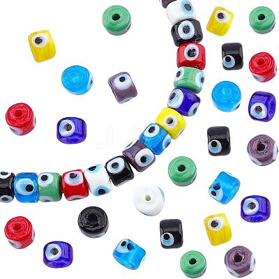 Nbead Handmade Evil Eye Lampwork Beads Strands LAMP-NB0001-49D-1