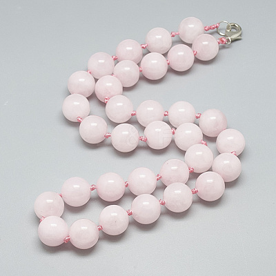 Natural Rose Quartz Beaded Necklaces NJEW-S404-14-1