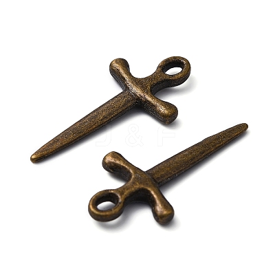 Tibetan Style Alloy Sword Pendants X-TIBEP-929-AB-FF-1