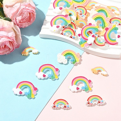 32Pcs 4 Styles Opaque Resin Cabochons CRES-YW0001-46-1