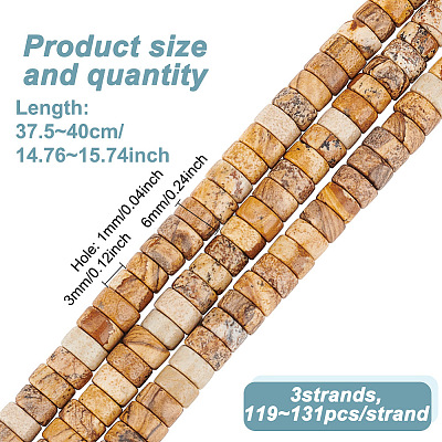 3 Strands Natural Picture Jasper Beads Strands G-GO0001-55-1