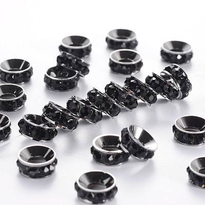 Brass Rhinestone Spacer Beads X-RB-A020-9mm-02B-1