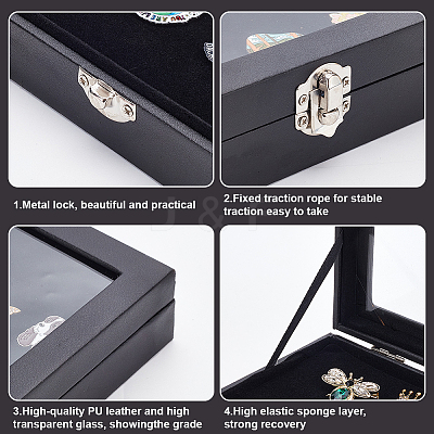Rectangle PU Leather Badge Storage Presentation Boxes ODIS-WH0025-177-1