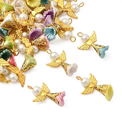 50Pcs Acrylic Imitation Pearl & Glass Pendants PALLOY-JF03940-1
