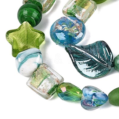 Handmade Foil Glass with Gold Sand Lampwork Beads Strands FOIL-Q002-08D-1