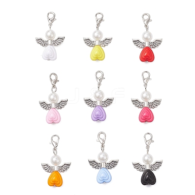 Acrylic Heart Angel Pendant Decorations HJEW-JM04186-1