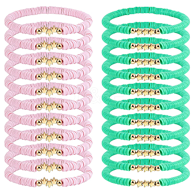 36Pcs 2 Style Handmade Polymer Clay Heishi Beads Stretch Bracelets BJEW-WA00001-1