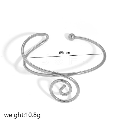 304 Stainless Steel Spiral Geometric Upper Arm Cuff Bangles for Women WG66983-05-1
