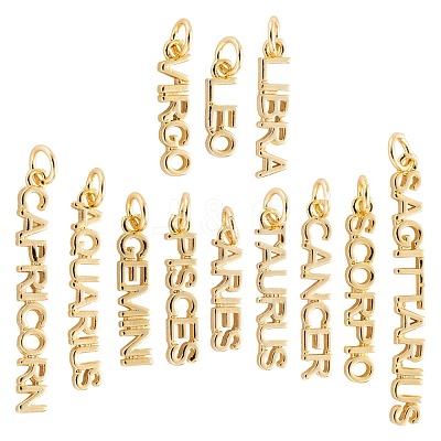 24Pcs 12 Style Golden Brass Pendants KK-LS0001-45-1