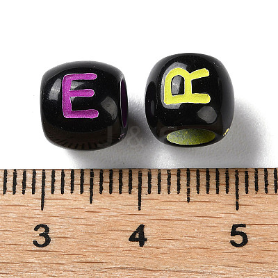 Spray Printed Opaque Acrylic European Beads SACR-P031-10B-1