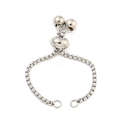 Non-Tarnish Adjustable 304 Stainless Steel Box Chain Slider Bracelet Making MAK-L038-001P-03-1