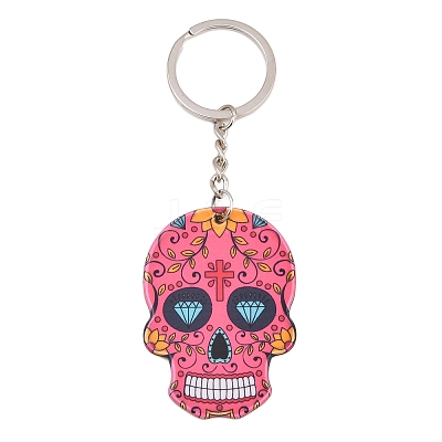 Plastic Pendant Keychain SKUL-PW0002-060E-1