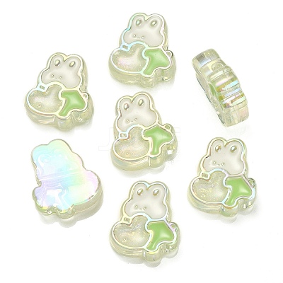 UV Plating Rainbow Iridescent Acrylic Enamel Beads OACR-G012-07D-1
