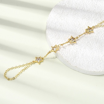 Brass Micro Pave Cubic Zirconia Mittens Bracelets BJEW-C156-01G-05-1