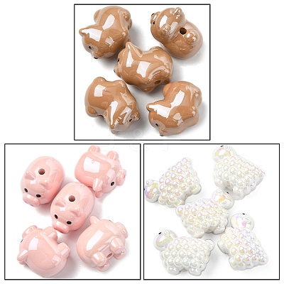 5Pcs UV Plated Acrylic Beads PACR-YW0001-33-1