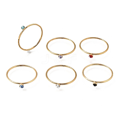 304 Stainless Steel Rhinestone Finger Rings for Women SA-CBAB767-26C-G-1
