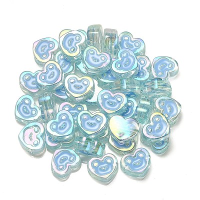 UV Plating Rainbow Iridescent Acrylic Enamel Beads OACR-G012-12-1