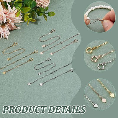 9Pcs 9 Styles 925 Sterling Silver Chain Extender FIND-GA0004-23-1