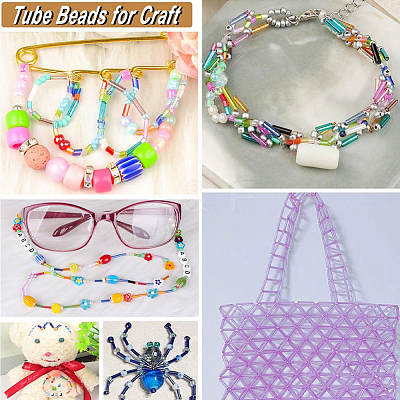 3000Pcs Transparent Colours Rainbow Glass Bugle Beads GLAA-PA0001-84-1