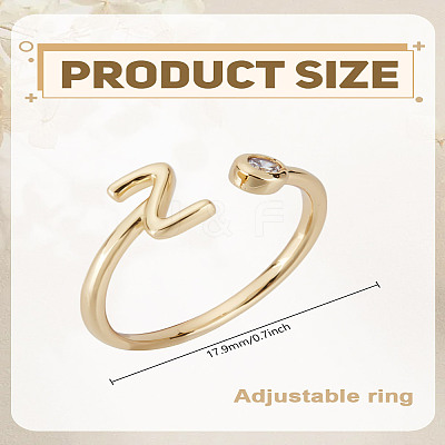 1Pc Brass Micro Pave Clear Cubic Zirconia Open Cuff Rings for Women RJEW-LP0002-37Z-1